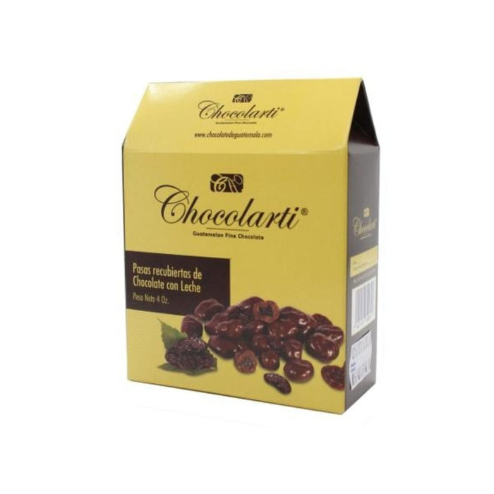 Caja de Pasas Cubiertas de Chocolate Marca Chocolarti 4 oz - Paquete de 4 cajas