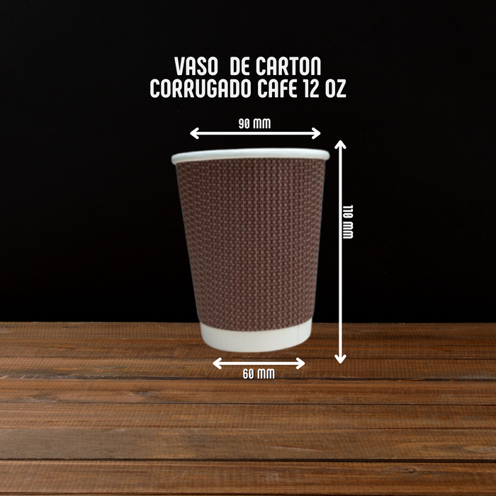Vasos de cartón corrugado color cafe 1,000 unidades