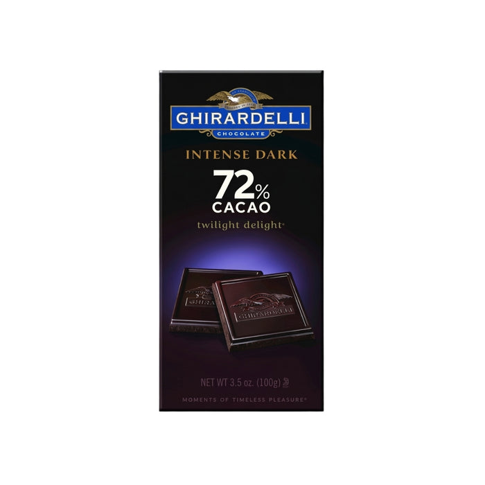 Barra de Chocolate 72% Cacao Ghirardelli 100 g - Caja de 12 unidades