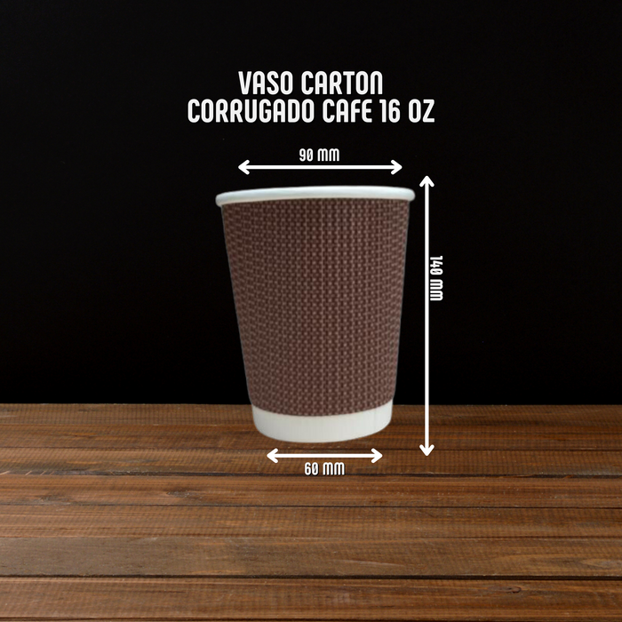 Vasos de cartón corrugado color cafe 1,000 unidades