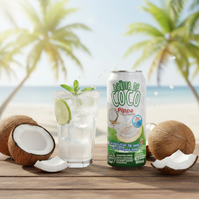 Agua de coco con pulpa sin azúcar PIPPA 500 ml - Caja de 24 unidades