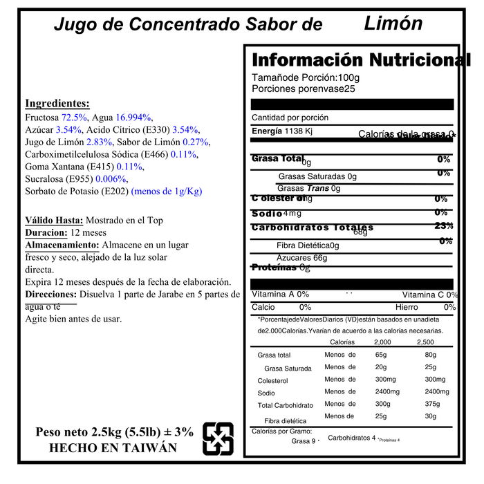 Syrup Concentrado Limon