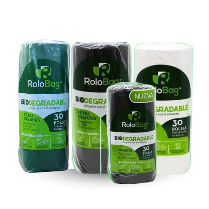 Bolsa de basura Biodegradable Rolo Bag Grande24" x 36" y Extra Grande 30" x 38"- FARDO