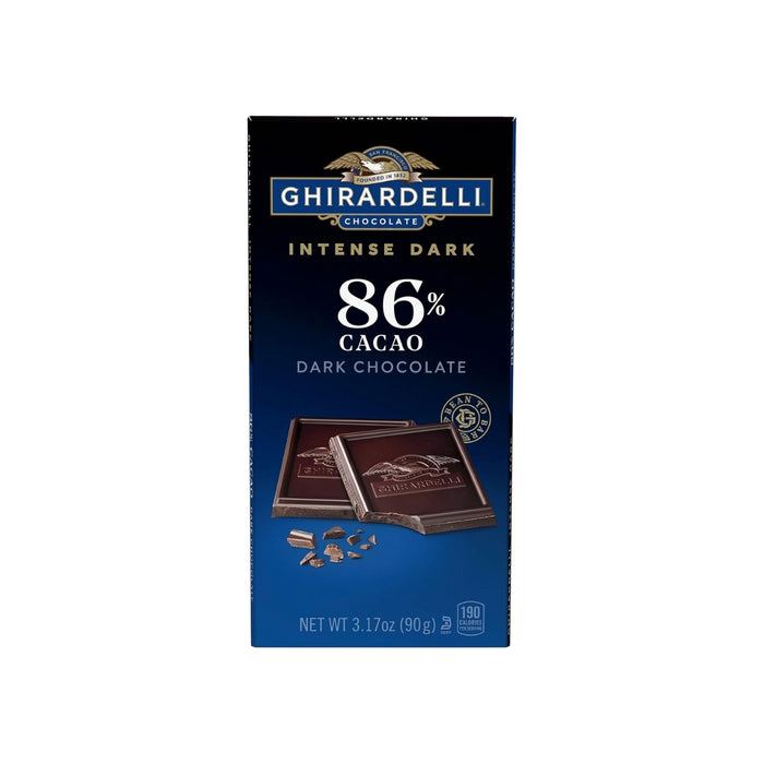 Barra de Chocolate Oscuro 86% Cacao Ghirardelli 90 g - Caja de 12 unidades
