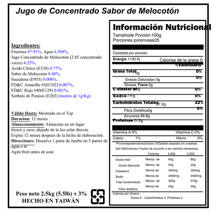 Syrup Concentrado Melocotón