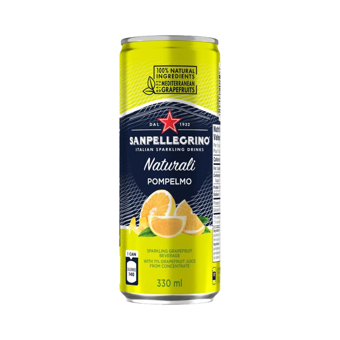 Agua Mineral con gas y jugo de fruta Sanpellegrino Naturali Pompelmo - Lata 330 ml (Caja 24 unidades)