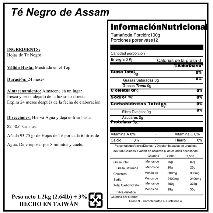 Te negro Assam para Bubble Tea - Bolsa 1.2 kg