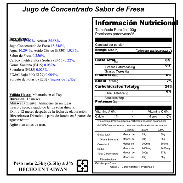 Syrup Concentrado Fresa