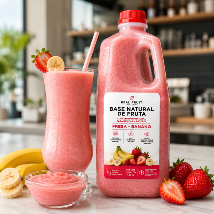 Base Natural de Fruta Fresa Banano - Envase 1.89 Litros