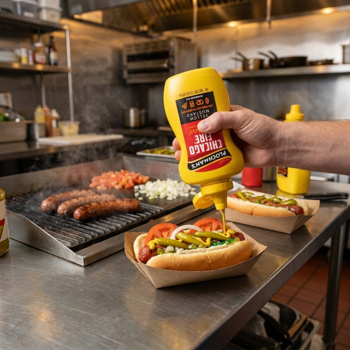 Mostaza Chili Dog Squeezable Plochman’s 15 oz - Caja de 12 unidades