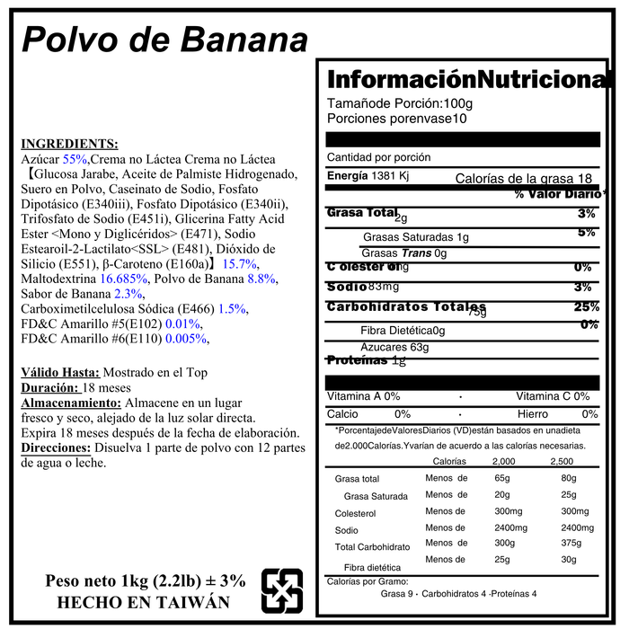 Base en polvo banano 1kg