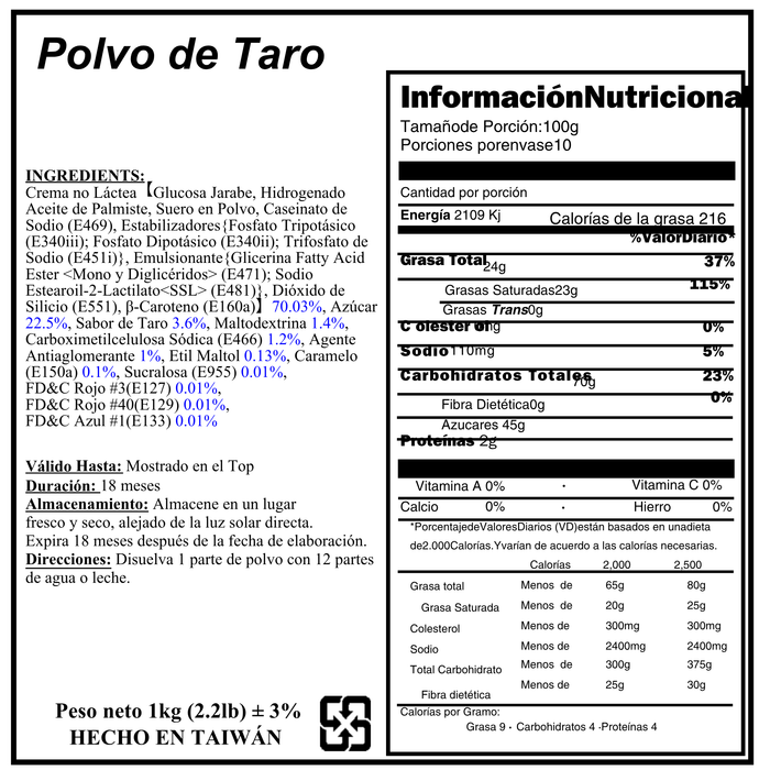 Base en polvo de Taro 1kg