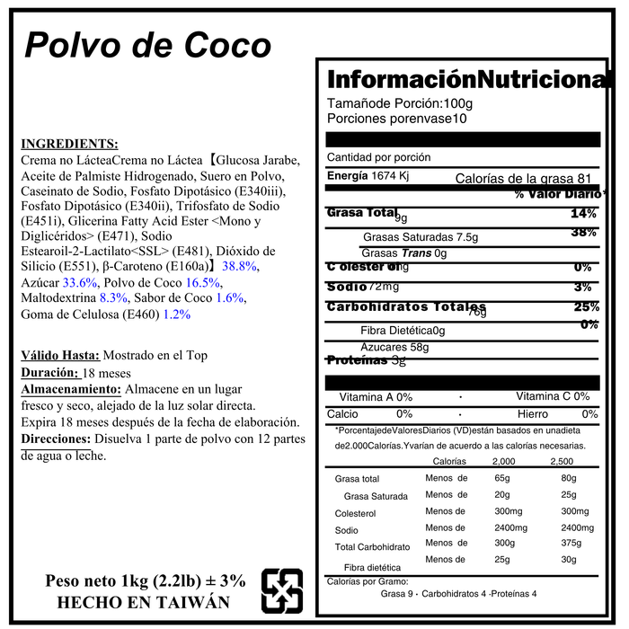 Base en polvo Coco 1kg