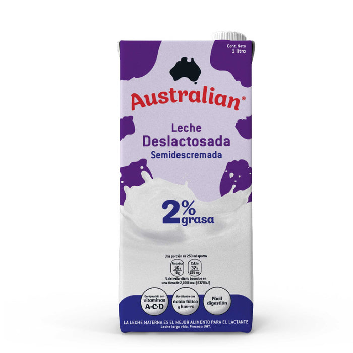 Leche Deslactosada Australian UHT 1 litro/ Caja 12 U