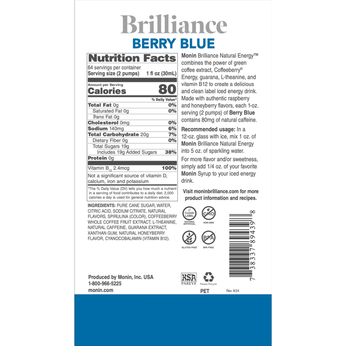 Brilliance Energy Monin Berry Azul - 1.89 L