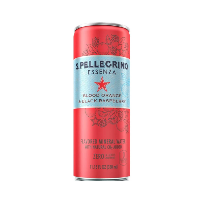 Agua Mineral con gas Sanpellegrino Essenza Blood Orange & Black Raspberry - Lata 330ml ( Caja 8 Unidades)