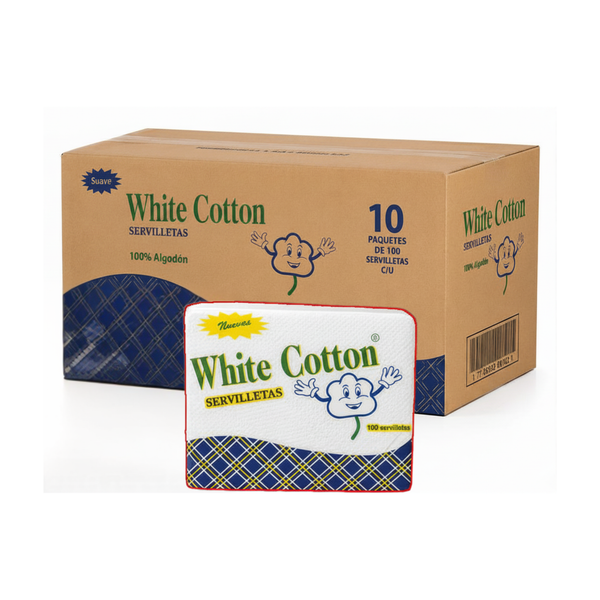 Servilletas cuadradas White Cotton - 1,000 unidades