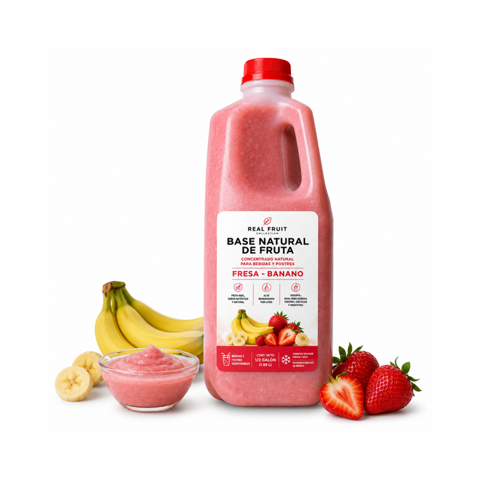 Base Natural de Fruta Fresa Banano - Envase 1.89 Litros
