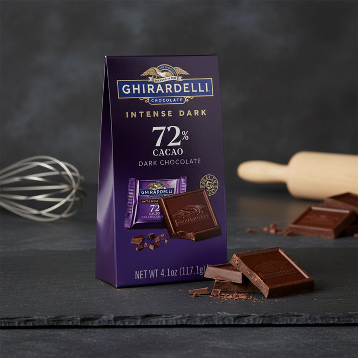Chocolate Oscuro 72% Cacao en Cuadros Ghirardelli 4.12 oz - Caja de 6 unidades