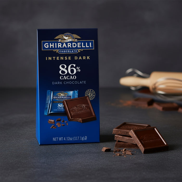 Chocolate Oscuro 86% Cacao en Cuadros Ghirardelli 4.12 oz - Caja de 6 unidades