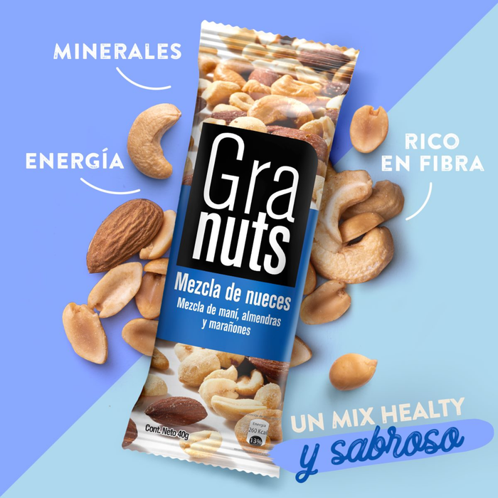 Mezcla de Nueces Granuts 45 grm / Caja 36 Unidades