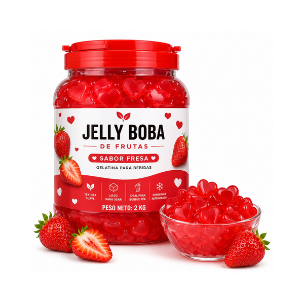 Jelly Boba Corazón Fresa Bote de 3.85 kg