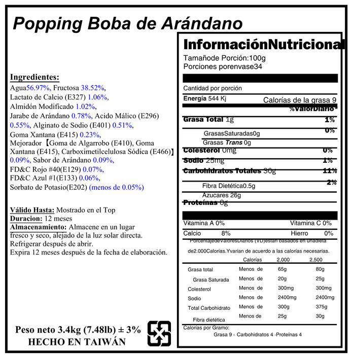 Popping Boba Blueberry Tarro 3.4 kg