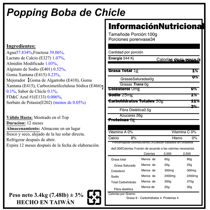 Popping Boba Bubble Gum Tarro 3.4 kg