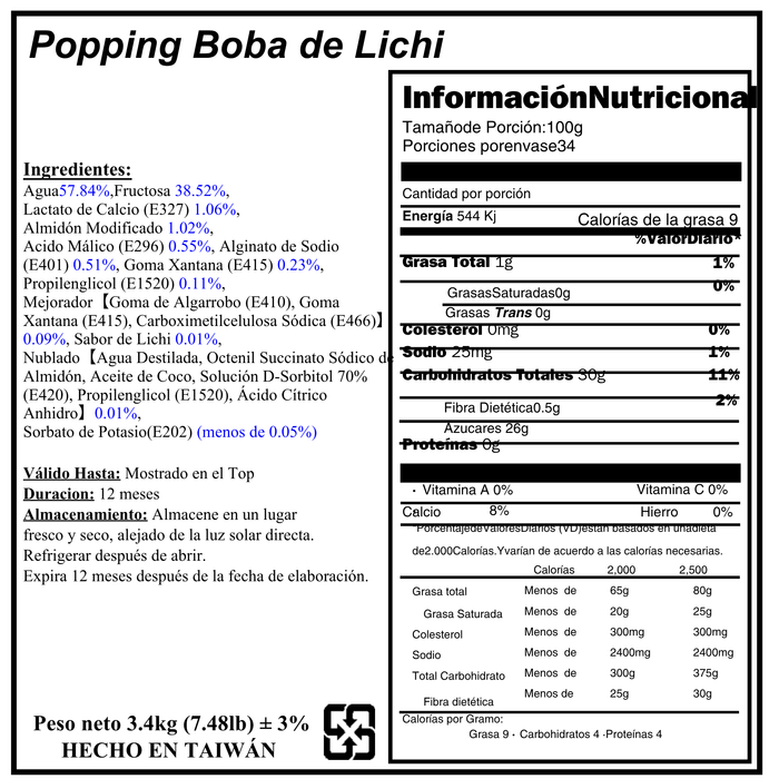 Popping Boba Lychee Tarro 3.4 kg