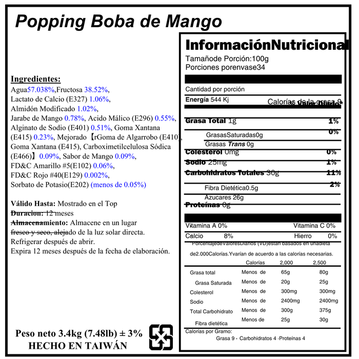 Popping Boba Mango Tarro 3.4 kg