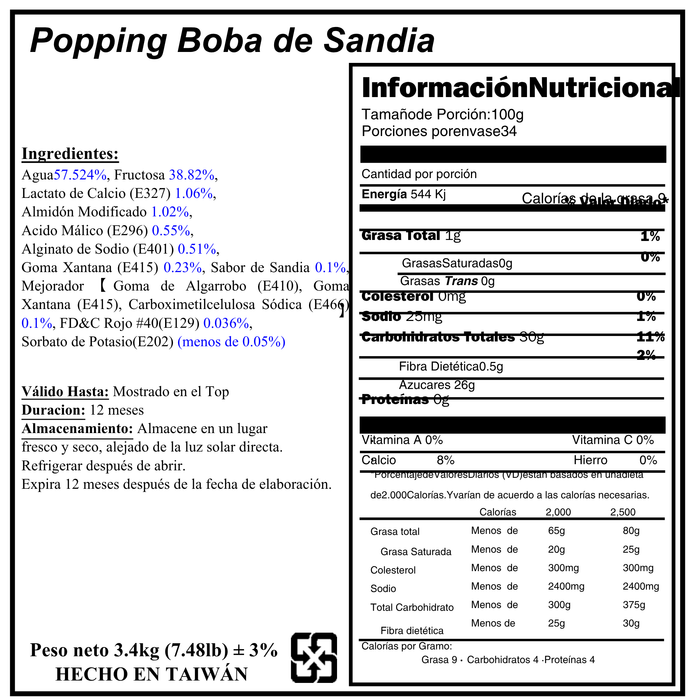 Popping Sandia Tarro 3.4 kg