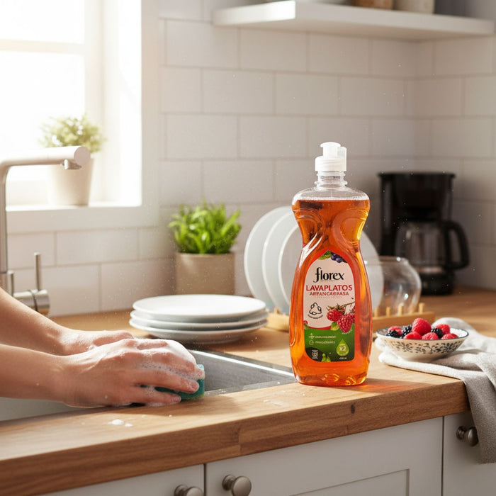 Florex Lavaplatos Natural Bright Frutos Rojos 675 ml