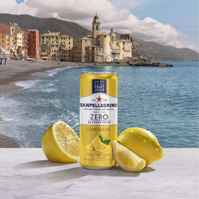 Agua Mineral con Gas Sanpellegrino Lemonade ZERO Sin Azúcar – Lata 330 ml ( Caja 24 Unidades)