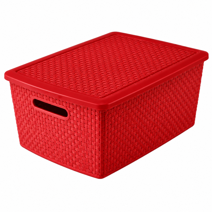Canasta de Ratán con Tapa 22L Rojo