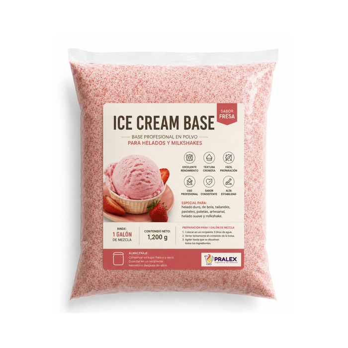 Base en Polvo para Helado y Milkshake Fresa 1.2kg