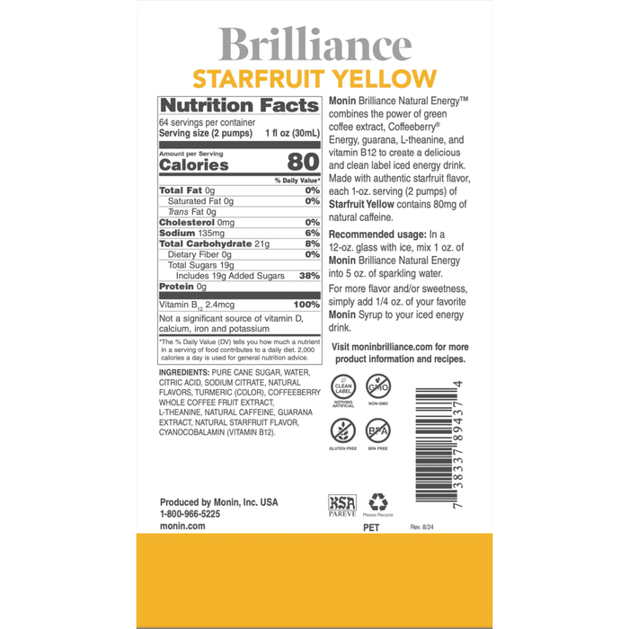 Brilliance Energy Monin Starfruit Yellow - 1.89 L